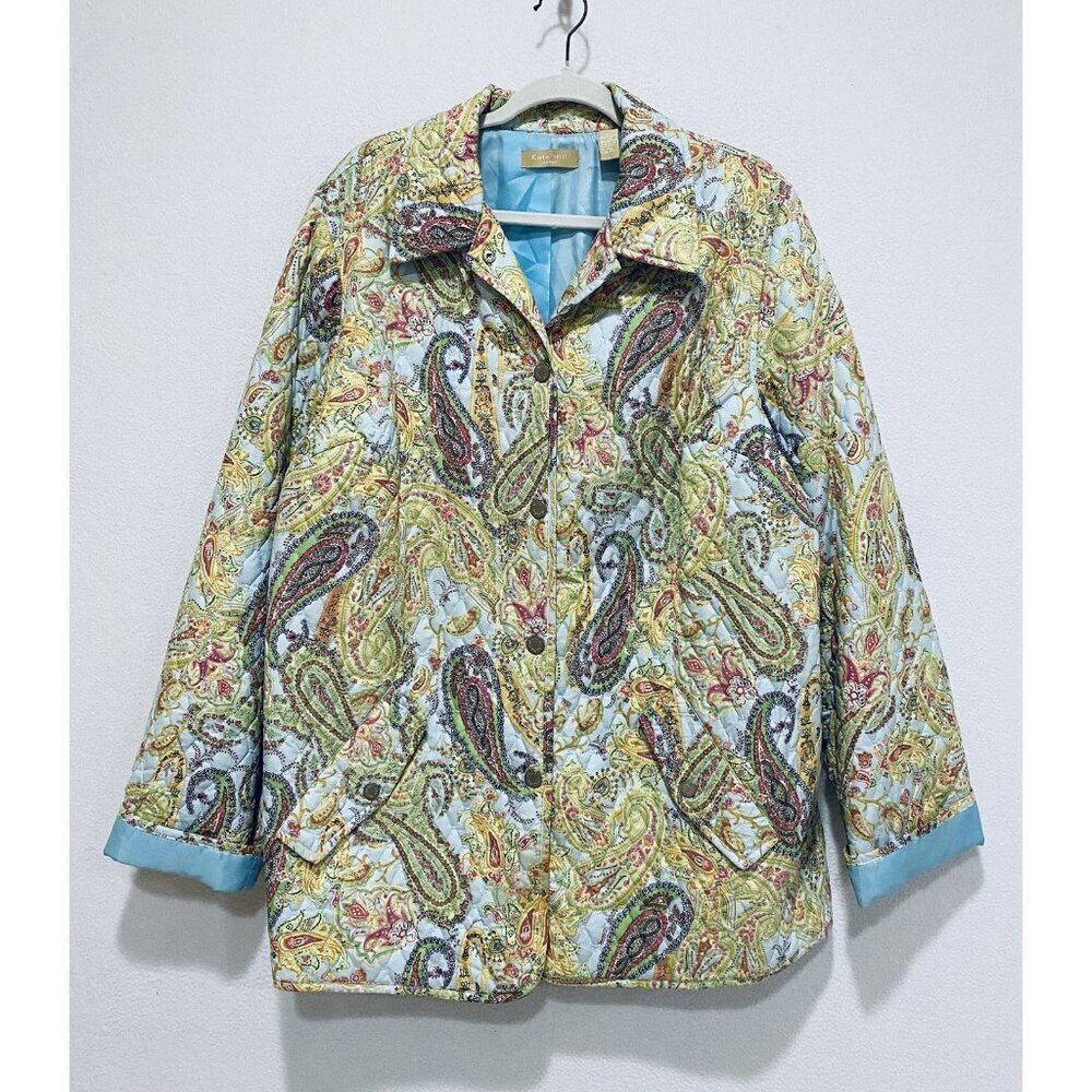 Kate Hill Jacket Womens 2X Pastel Floral Quilted Snap Front Cottagecore Prairie
